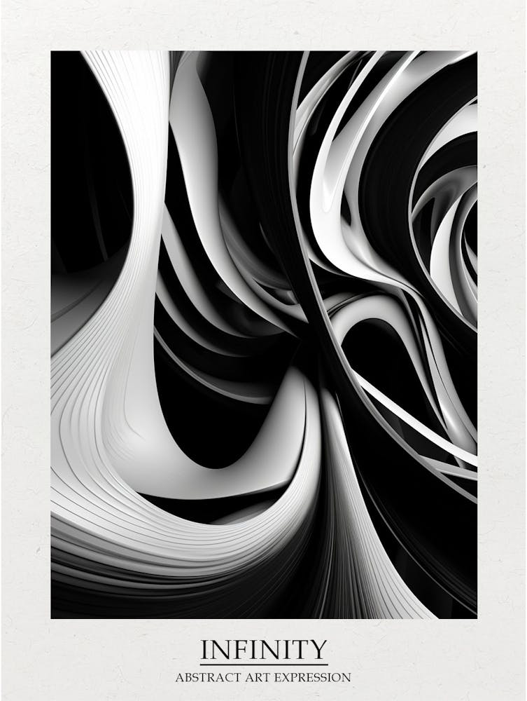 Unendlichkeit Abstrakt Schwarz und Weiß 6 Poster