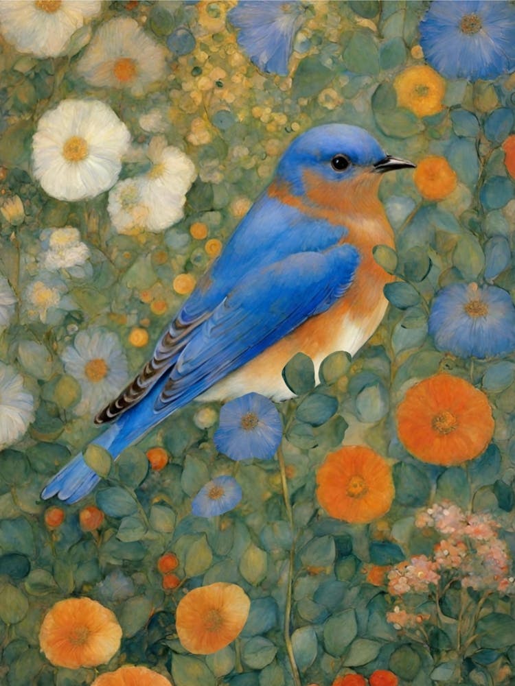 Bluebird in style of Klimt