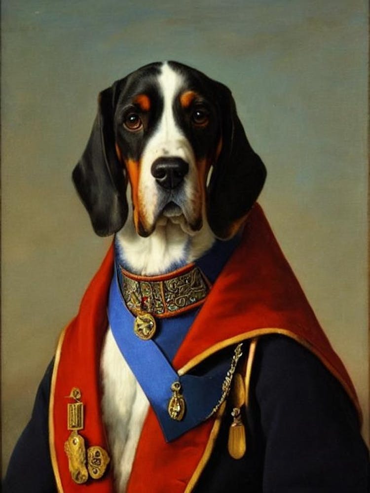 Bluetick Coonhound 2 Renaissance-Porträt Ölgemälde