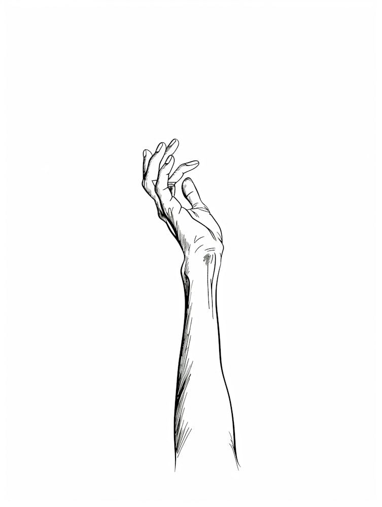 Reaching Hand Line Art