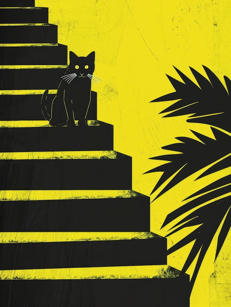 Cat On Stairs 1