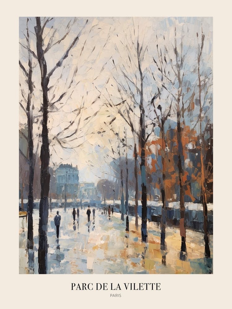 Winter City Park Poster Parc De La Vilette Paris 1