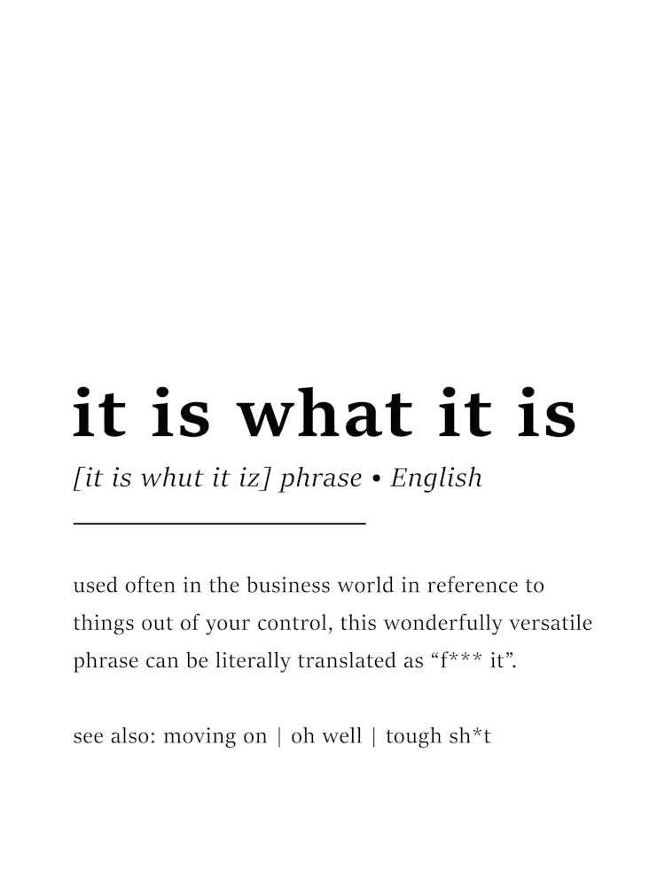 It Is What It Is Definition Poster - Dictionary