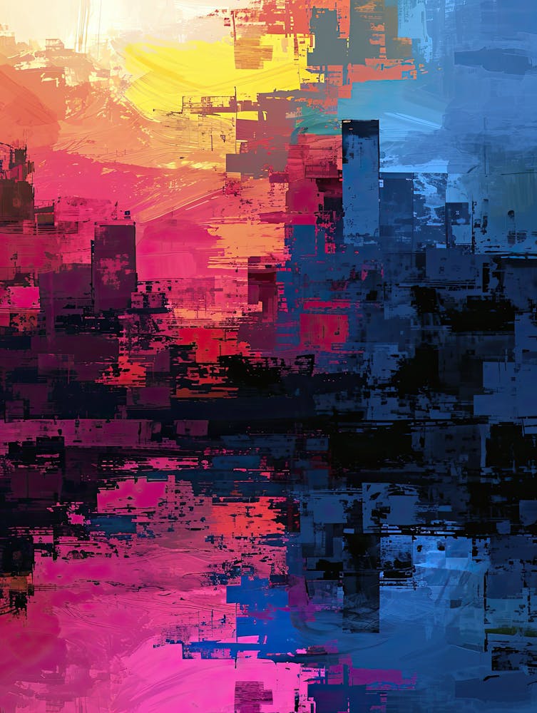 Abstract City Skyline | Pixel Minimalism Art Series