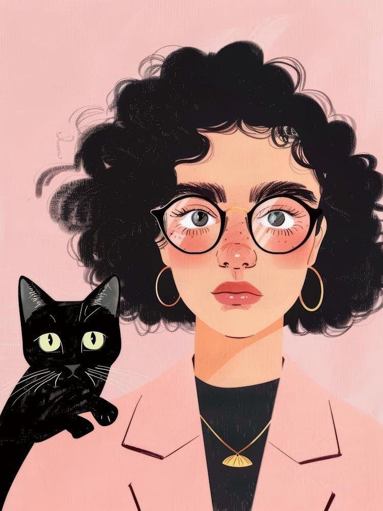Girl With Glasses And A Cat