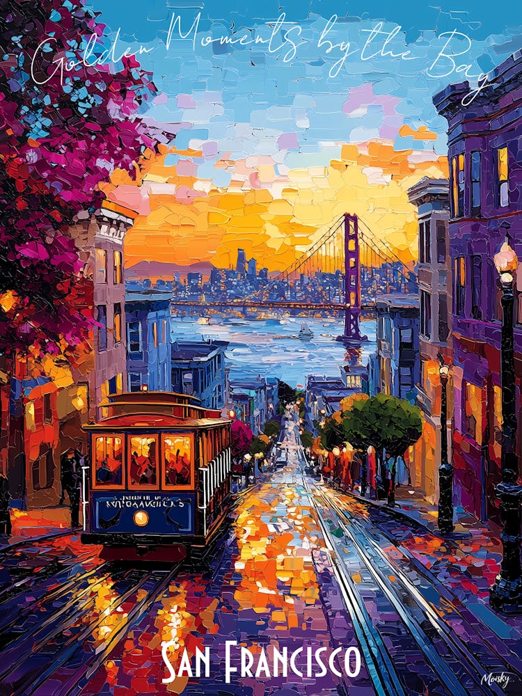 San Francisco Skyline, abstract cubism vibrant Poster