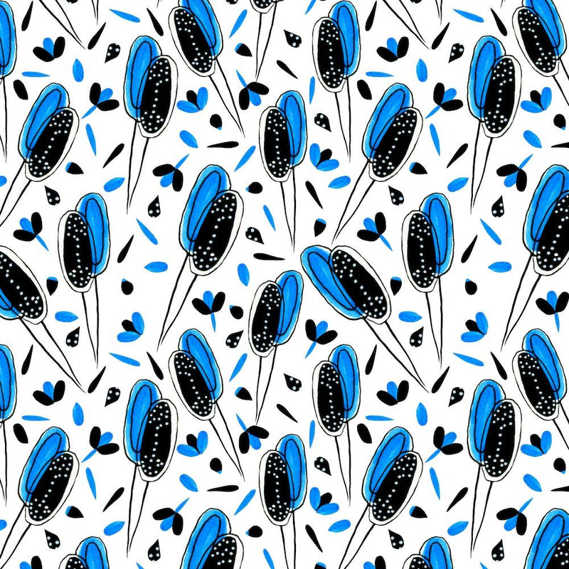 Floral Twosome Blue Black