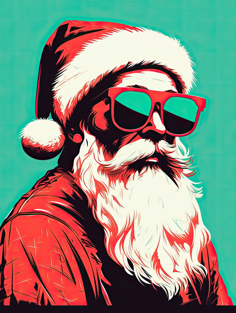 Santa Claus In Sunglasses, Pop Art 4
