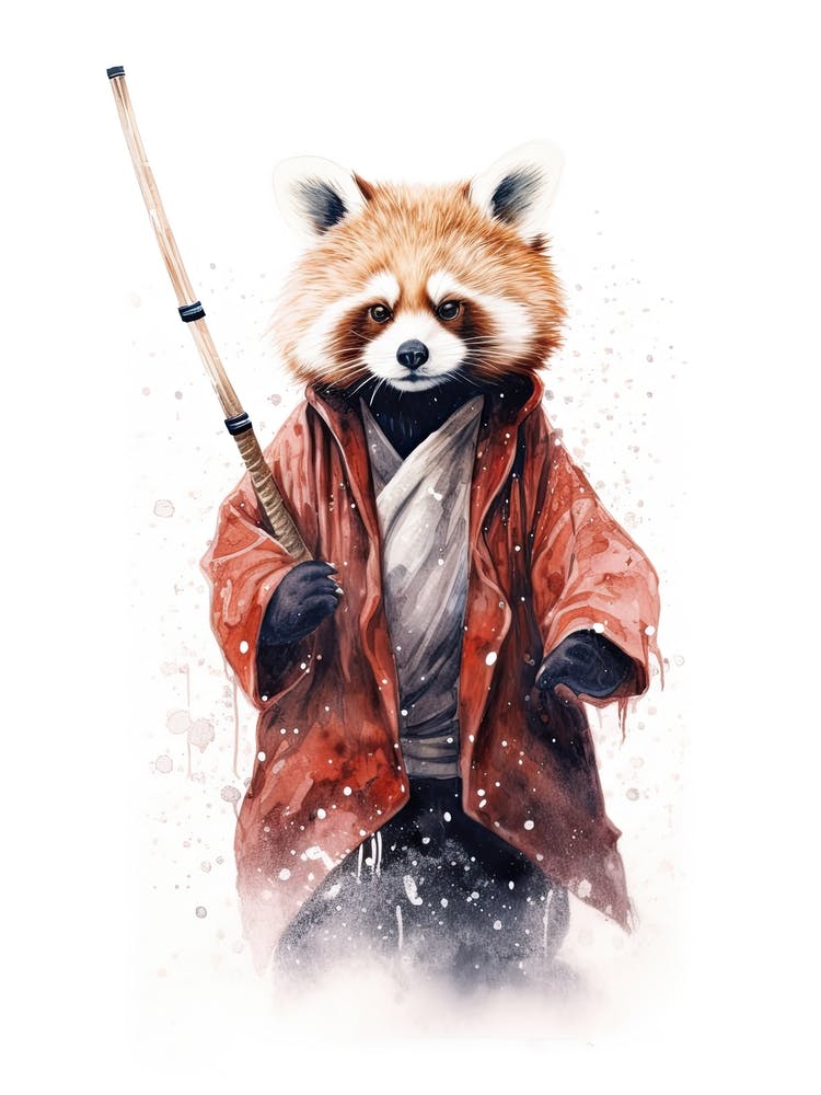 Baby Red Panda As A Jedi Watercolour 3