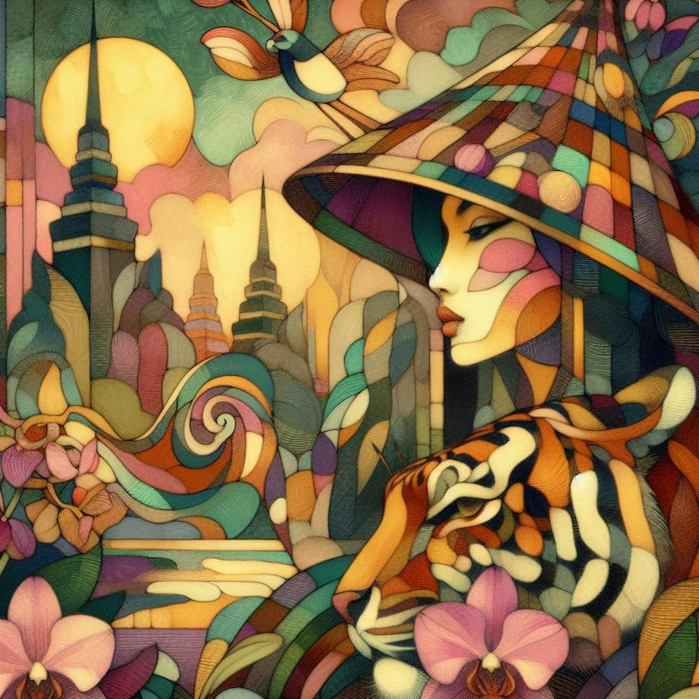 Asian Woman With Tiger
