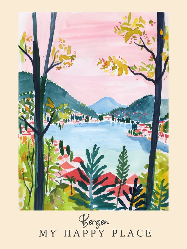 My Happy Place Bergen 4 Travel Poster