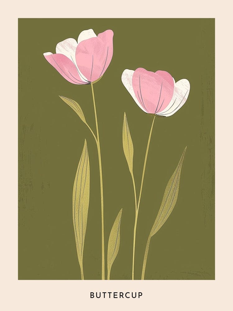 Rosa & Grüne Hahnenfuß 1 Blumenposter