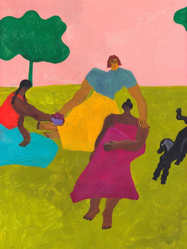 Girls And Dog
