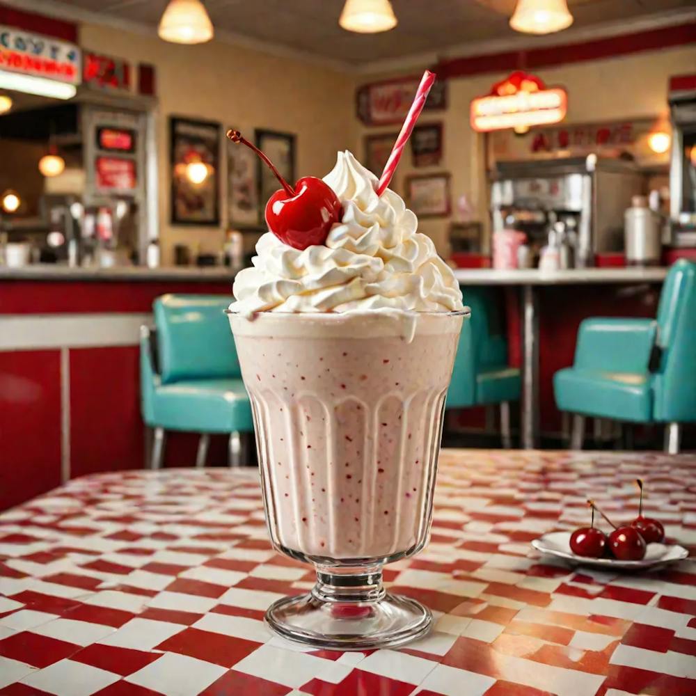 American Milkshake Generate An Image Of A Classic American Milkshake With Whipped Cream And A Cherry 1638010180