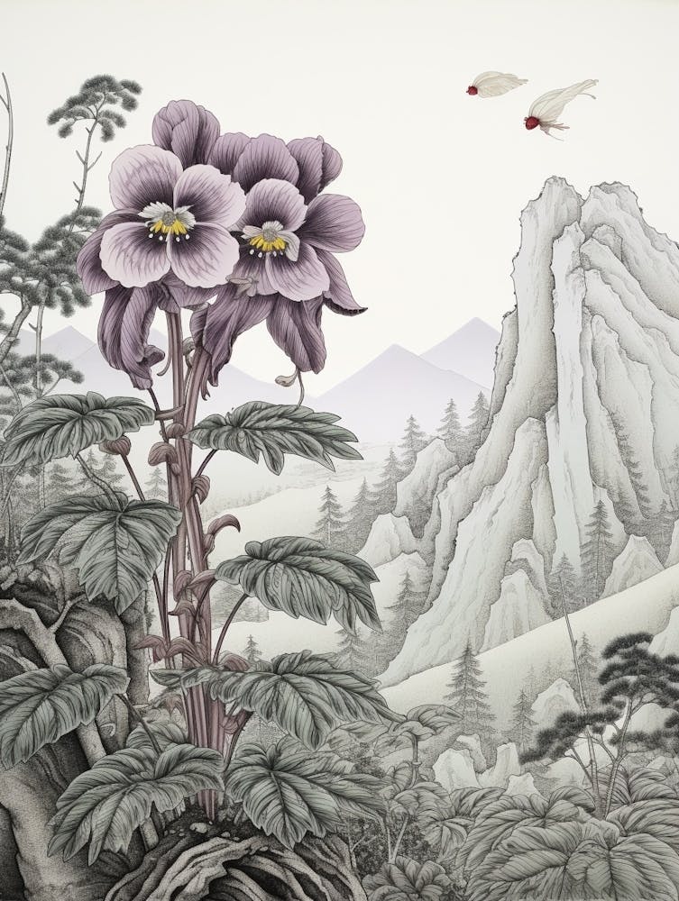 Katakuri Dogtooth Violet 1 Japanese Botanical Illustration