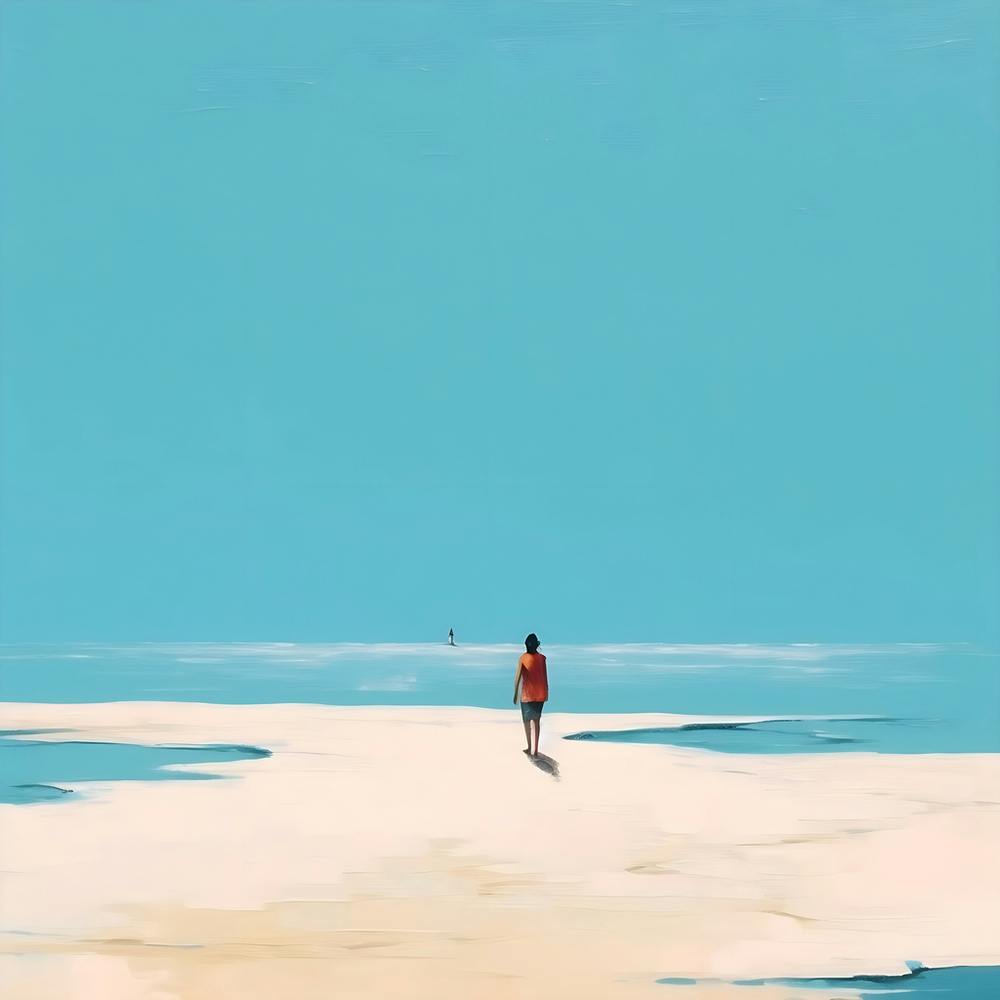 Beach Oil Painting Landscape Blue Sky