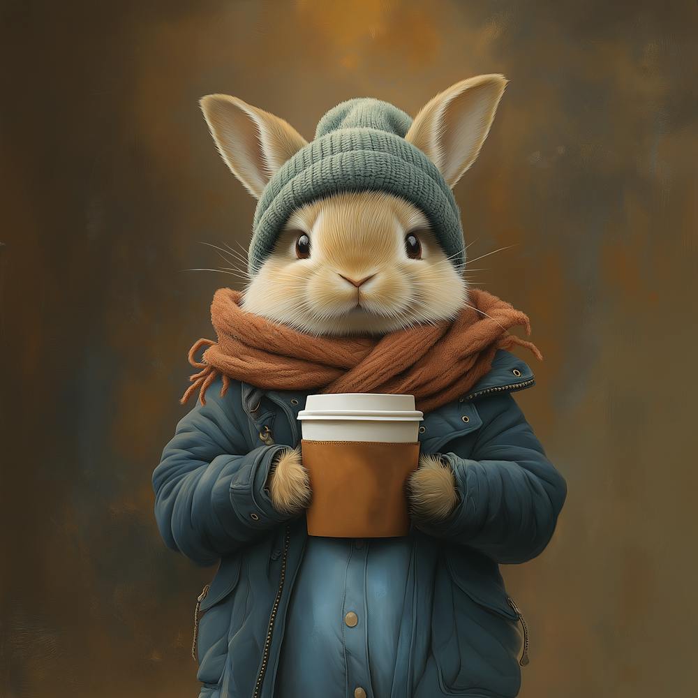 Rabbit With Cup Of Coffee 1