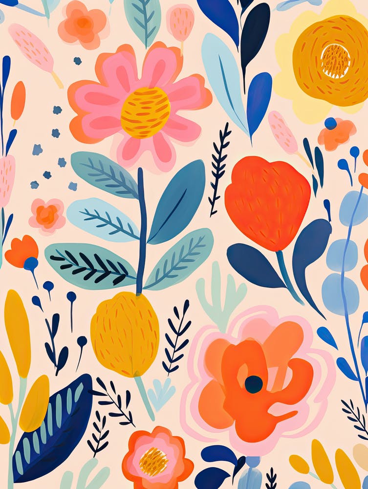 Radiant Blooms; Matisse Style Whimsical Tapestry
