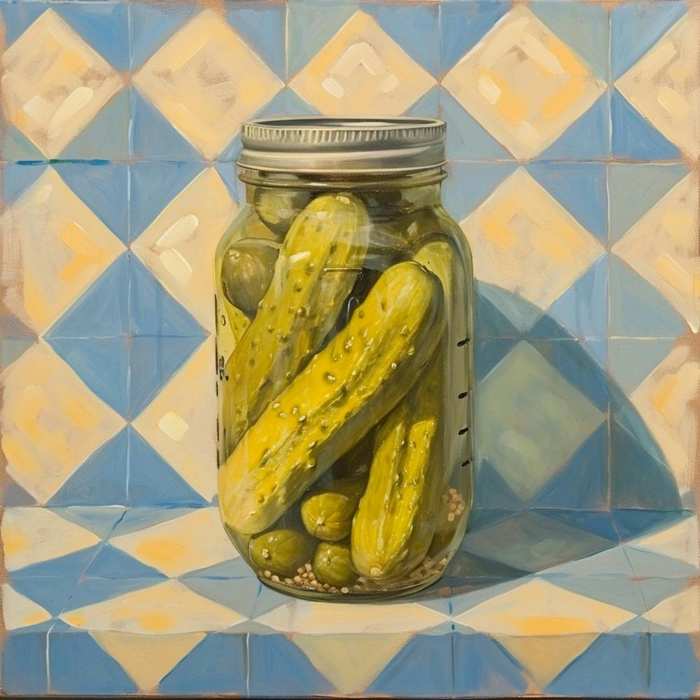 Pickles In A Jar Checkerboard Background 3