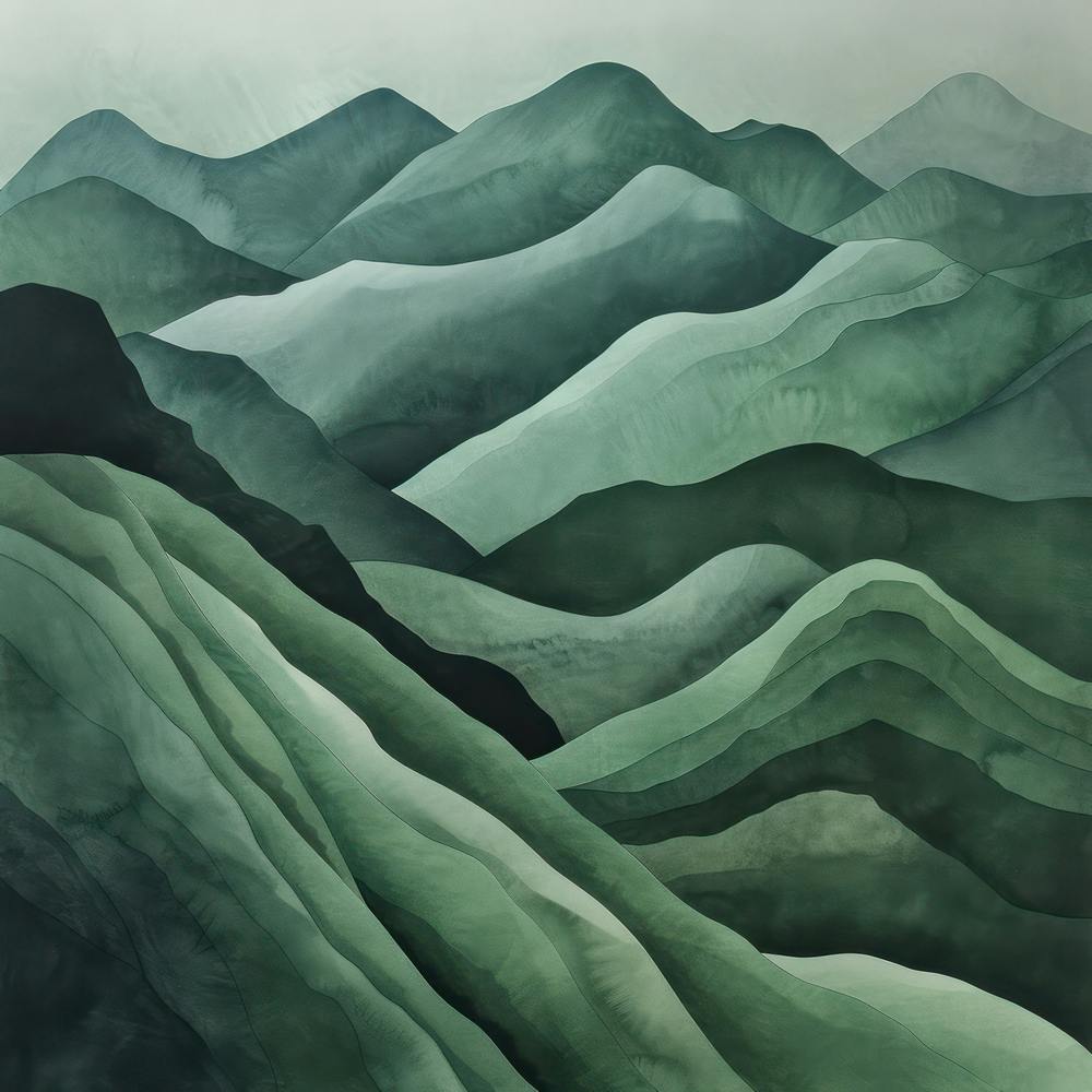 Japanese Watercolour Of Mount Kinpu 1