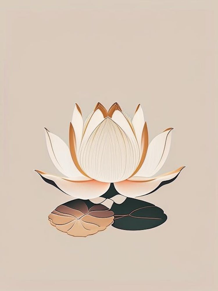 Blooming Lotus Flower In Lake Retro Minimal 6