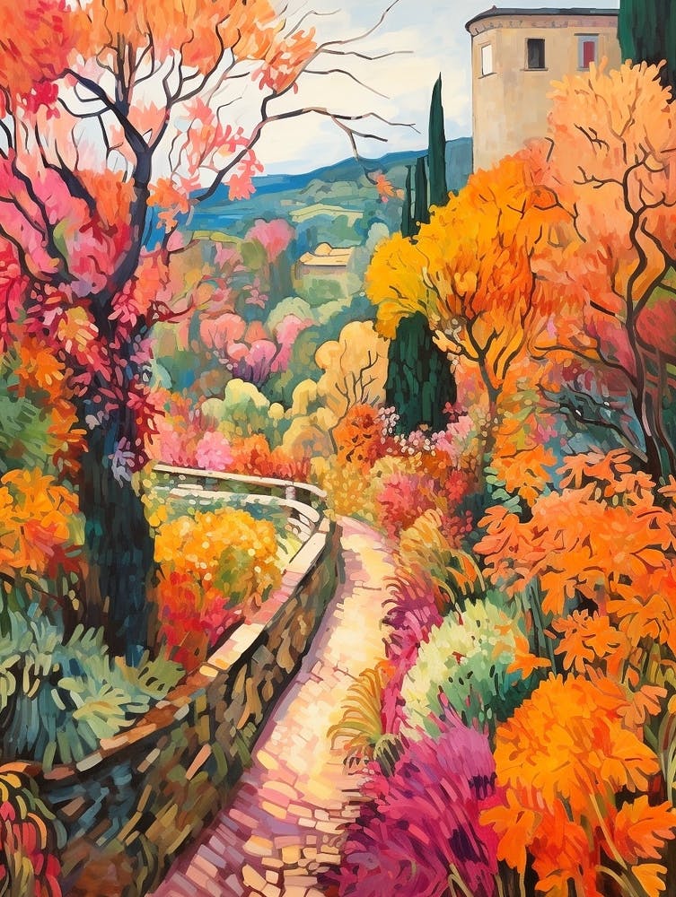 Autumn Gardens Painting Villa Cimbrone Gardens Italy