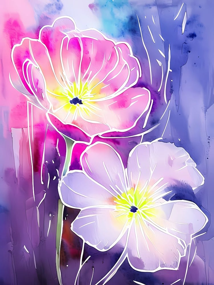 Watercolor Flower Portray With Neon Stile 511781805 (1)