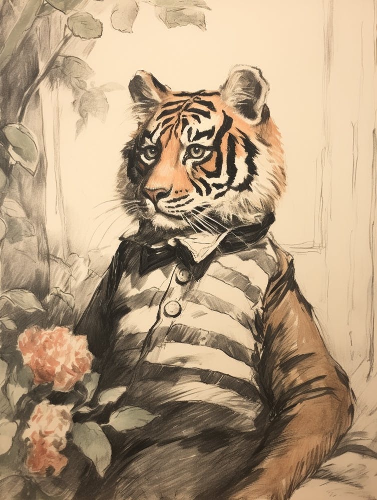 Storybook Animal Watercolour Tiger 3