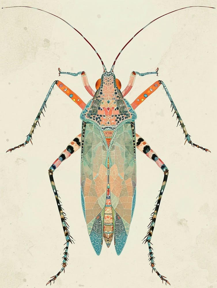 Colourful Insect Illustration Katydid 13