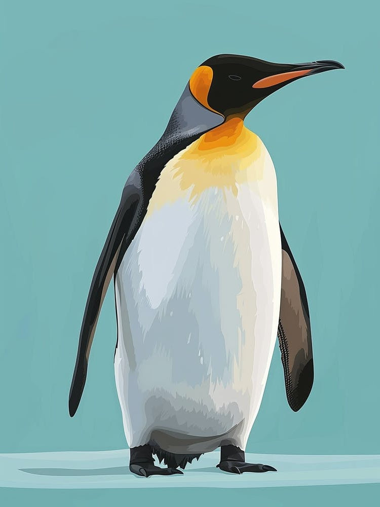 Emperor Penguin Carcass Island Minimalist Illustration 4