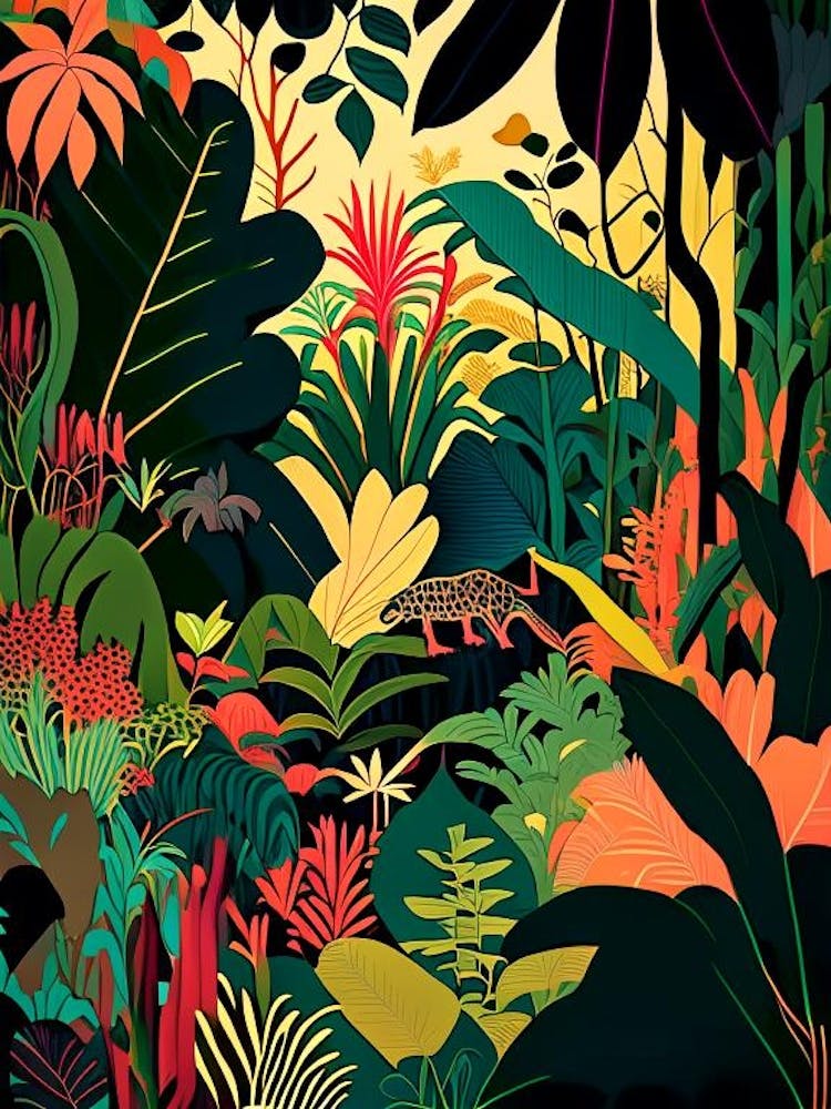 Tropical Paradise Jungle 2 Rousseau Inspired
