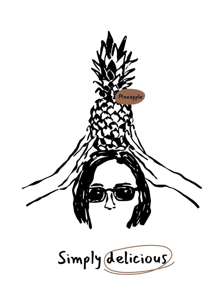Modern Kitchen Poster – Pineapple Illustration with “Simply Delicious” Quote
