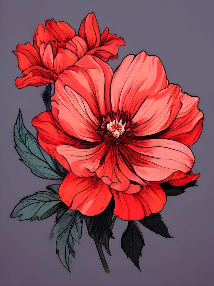 Red Peony Flower