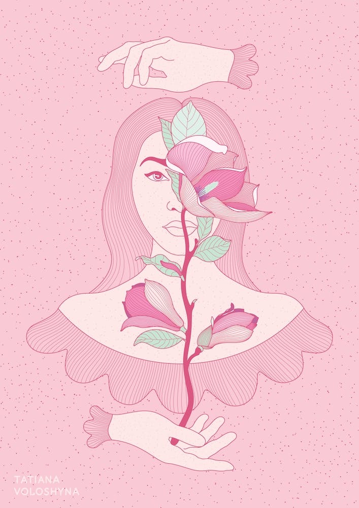 Girl And Magnolia