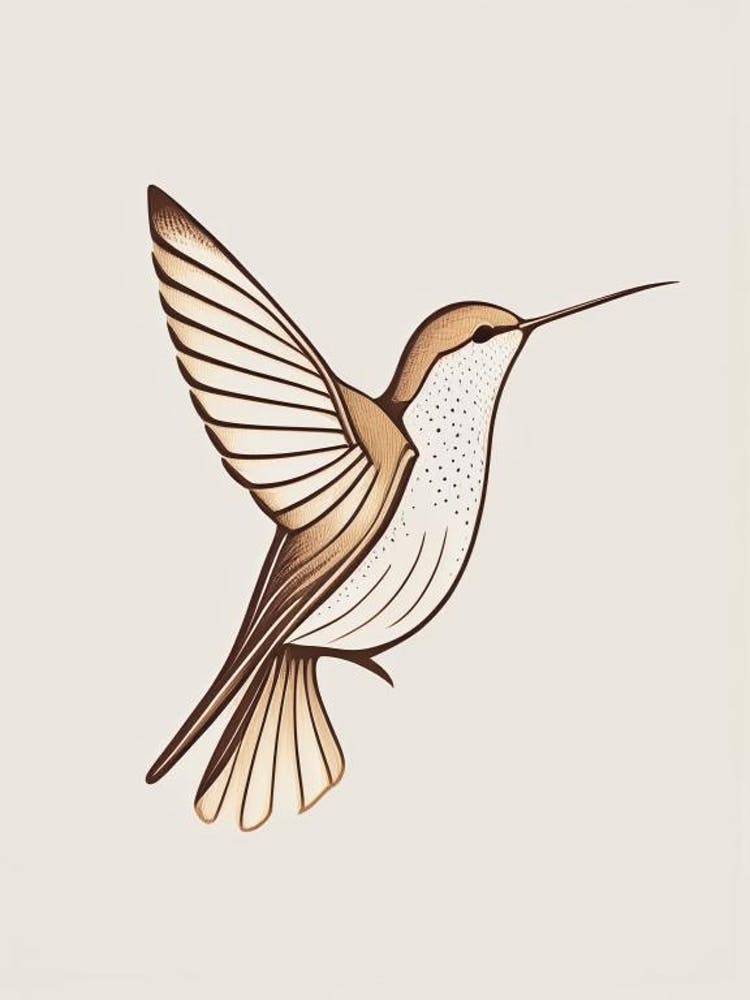 Buff Bellied Hummingbird Retro Minimal 3