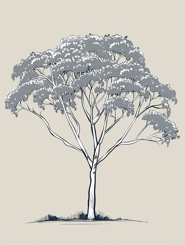 Eucalyptus Tree Minimalistic Drawing 3