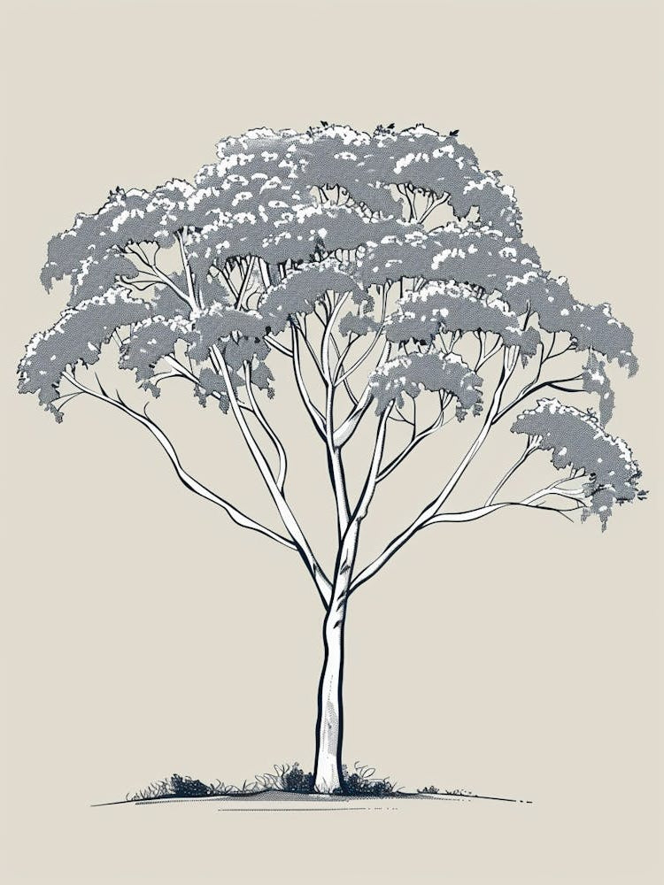 Eucalyptus Tree Minimalistic Drawing 3