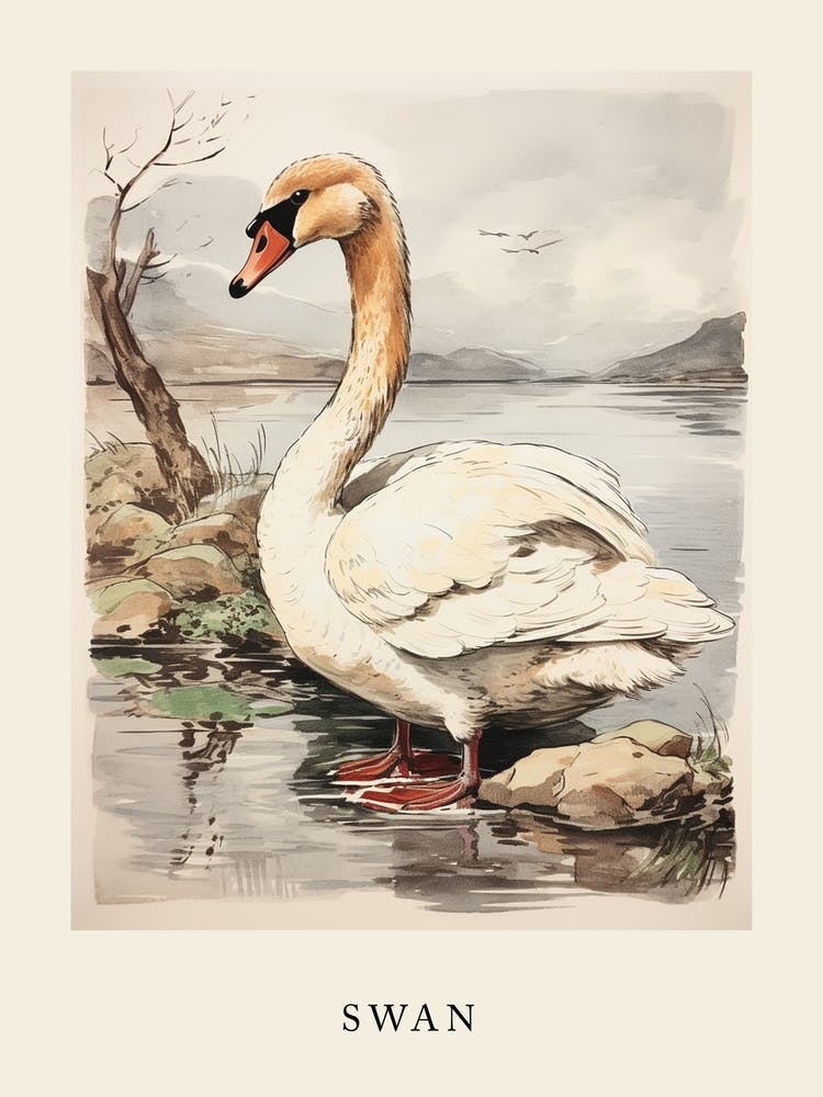 Beatrix Potter Inspired  Animal Watercolour Swan 1
