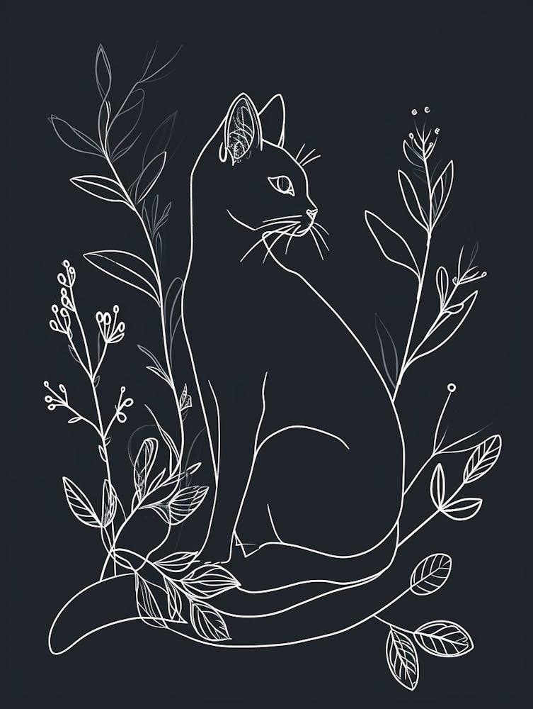 Nebelung Cat Minimalist Illustration 1