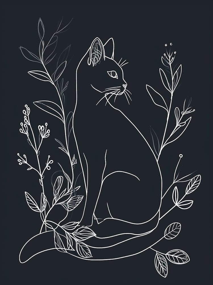 Nebelung Cat Minimalist Illustration 1