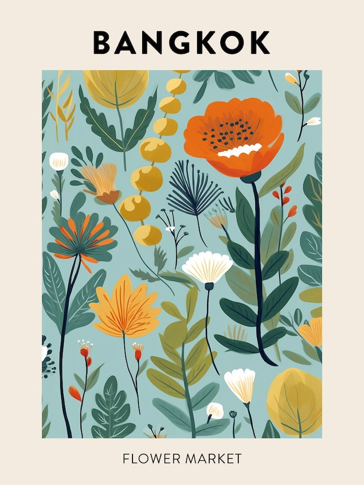 Flower Market Poster Bangkok Thailand