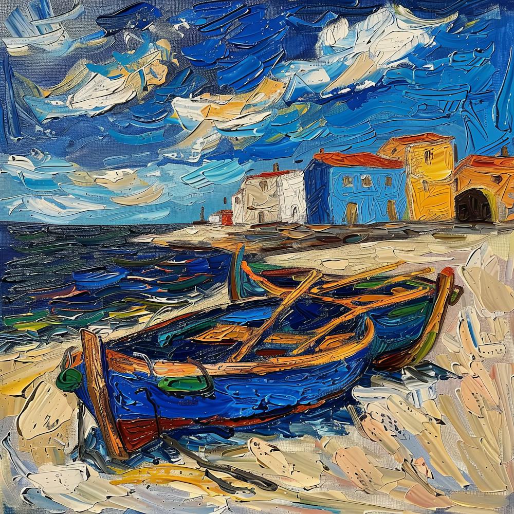 Van Gogh Style: Fishing Boats in Saintes-Maries-de-la-Mer Series 1