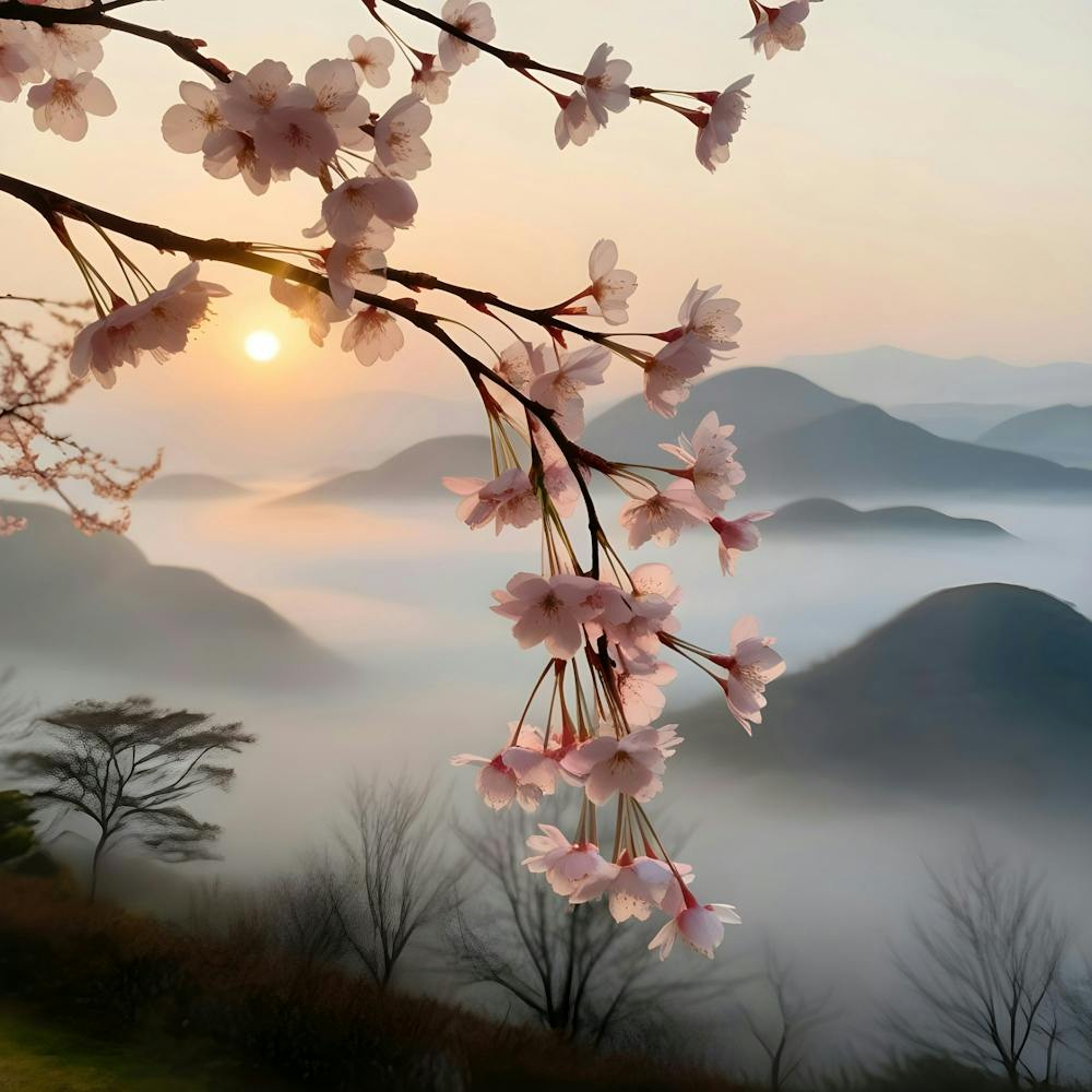Cherry Blossoms At Sunrise