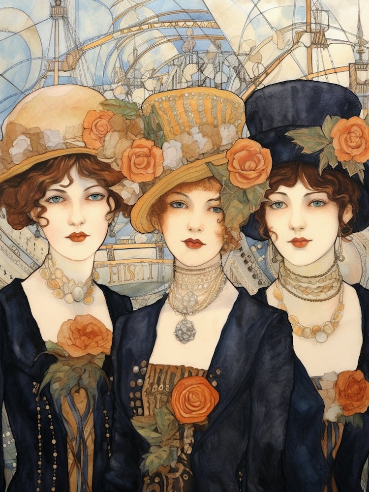 Titanic Ladies Vintage Illustration 3