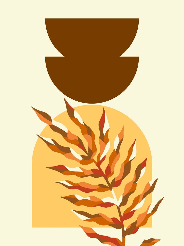 Mid-Century Geometrisch Mit Pflanze