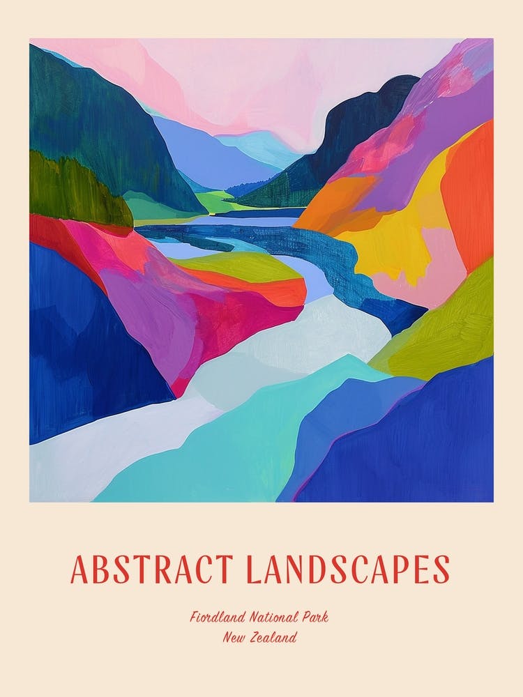 Colourful Abstract Fiordland National Park New Zealand 2 Poster