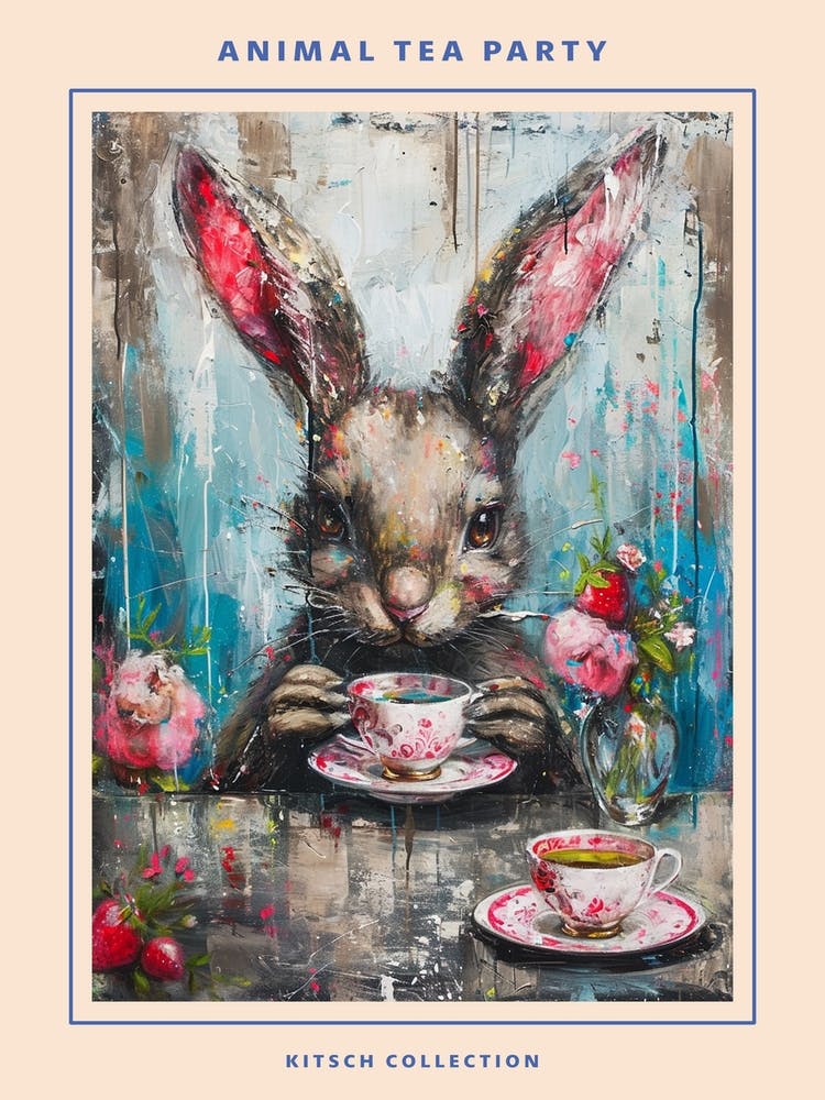 Kitsch Cute Animal Tea Party 3 Poster