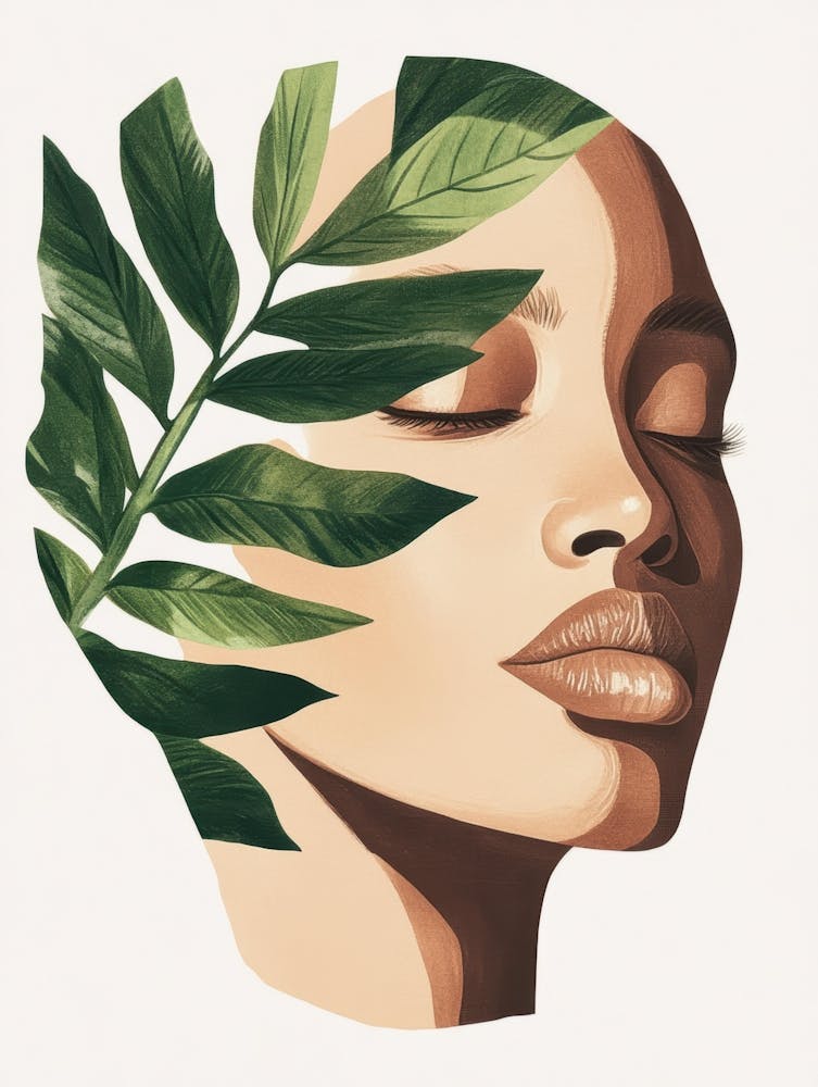Woman With Leaves On Her Face 10