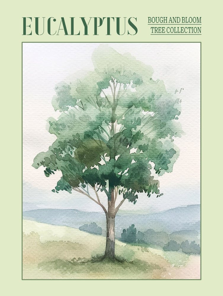 Eucalyptus Tree Atmospheric Watercolour Painting 4 Poster