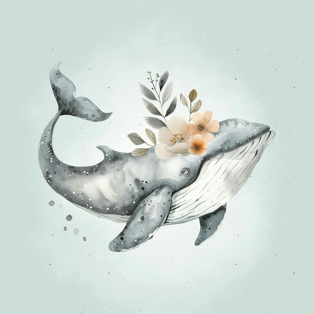 Watercolor Magic Whale